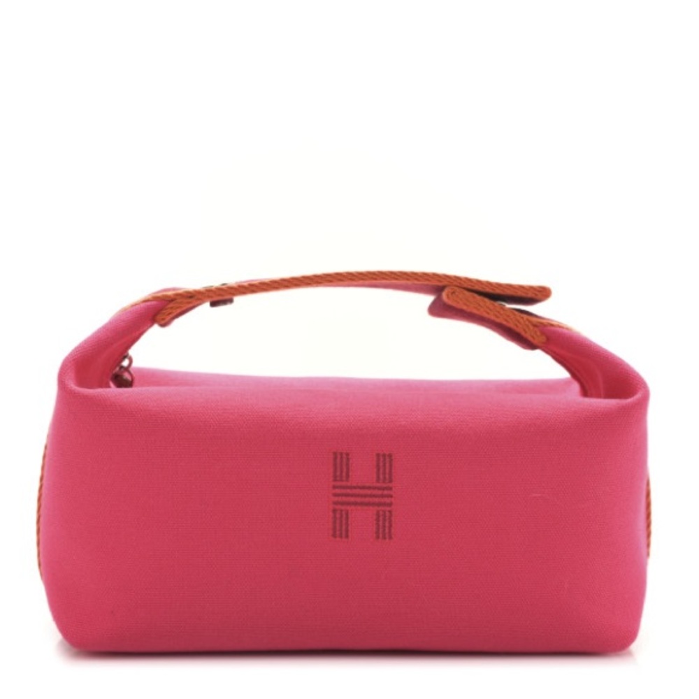 Hermes Canvas Small Bride-A-Brac Pouch Hibiscus Authentic